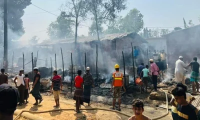 কক্সবাজারের উখিয়ায় রোহিঙ্গা ক্যাম্পে আগুন লাগার ঘটনায় ধ্বংসাবশেষ। ছবি- ইত্তেফাক