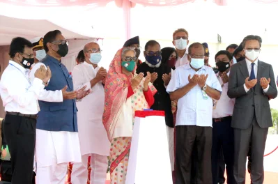 পায়রা তাপবিদ্যুৎ কেন্দ্রের প্রথম পর্যায়ের উদ্বোধন ঘোষণা করেন প্রধানমন্ত্রী। ছবি: ফোকাস বাংলা