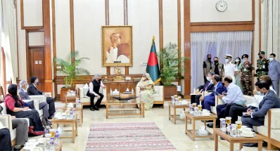 প্রধানমন্ত্রী শেখ হাসিনার সঙ্গে বৈঠকে ভারতের পররাষ্ট্রমন্ত্রী। ছবি: পিআইডি