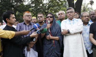 বক্তব্য রাখছেন জাতীয় প্রেসক্লাবের সভাপতি ফরিদা ইয়াসমিন।