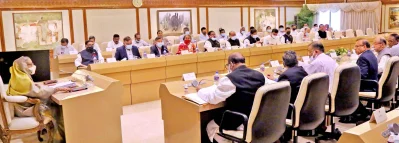 মন্ত্রিসভার বৈঠকে প্রধানমন্ত্রী শেখ হাসিনা। ছবি: বাসস