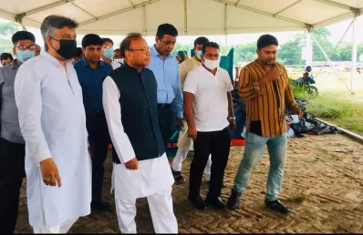 ইলিয়াস আহমেদ চৌধুরী দাদাভাই  ফেরিঘাটে প্রধানমন্ত্রীর জনসভাস্থল পরিদর্শনে চিফ হুইপ।