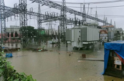 কুমারগাঁওয়ের বিদ্যুৎ কেন্দ্রে বন্যার পানি। 
