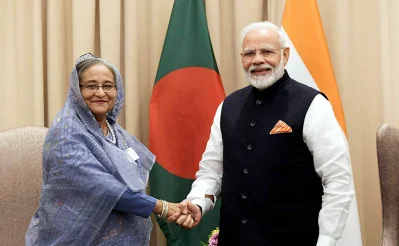 ২০১৯ সালে জাতিসংঘ সাধারণ অধিবেশনের ফাঁকে বৈঠকে শেখ হাসিনা ও নরেন্দ্র মোদি। ছবি: ফোকাস বাংলা