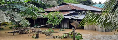 বন্যায় তলিয়ে যাওয়া এলাকা।