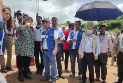 রোহিঙ্গা ক্যাম্প পরিদর্শনের মিশেল ব্যাচেলেট। ছবি: ইত্তেফাক