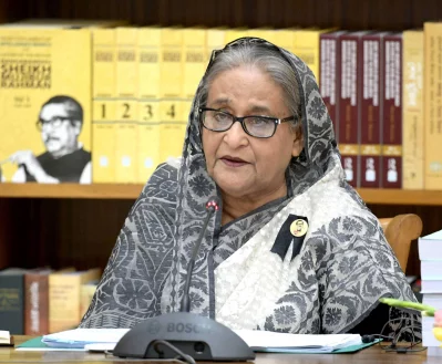 গণভবন থেকে ভিডিও কনফারেন্সের মাধ্যমে একনেক সভায় যোগ দেন প্রধানমন্ত্রী শেখ হাসিনা। ছবি: ফোকাস বাংলা