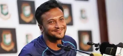 সংবাদ সম্মেলনে বাংলাদেশ টি-টোয়েন্টির নতুন অধিনায়ক সাকিব আল হাসান।