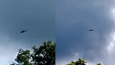 বাংলাদেশের সীমানায় ঢুকে পড়া মিয়ানমারের হেলিকপ্টার। ছবি: সংগৃহীত