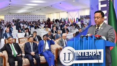 ইন্টারপা&rsquo;র একাদশ বার্ষিক সম্মেলনের সমাপনী অনুষ্ঠানে প্রধান অতিথি হয়ে বক্তব্য রাখছেন আইজিপি বেনজীর আহমেদ। ছবি- সংগৃহীত