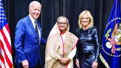 জো বাইডেন ও জিল বাইডেনের সঙ্গে শেখ হাসিনা
