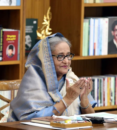 মোনাজাতে অংশগ্রহণ করেন প্রধানমন্ত্রী শেখ হাসিনা। ছবি: পিএমও 