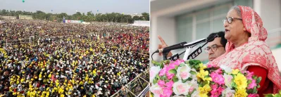 বক্তব্য রাখছেন প্রধানমন্ত্রী শেখ হাসিনা। ছবি: ফোকাস বাংলা