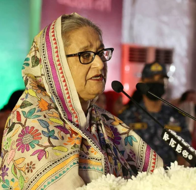 বক্তব্য রাখছেন প্রধানমন্ত্রী শেখ হাসিনা। ছবি: ফোকাস বাংলা