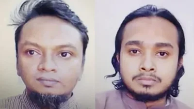 মইনুল হাসান শামীম ওরফে সিফাত সামির (বামে) ও মো. আবু ছিদ্দিক সোহেল ওরফে সাকিব