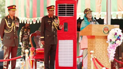 মিলিটারি একাডেমিতে প্রধানমন্ত্রী শেখ হাসিনা। ছবি: ফোকাস বাংলা