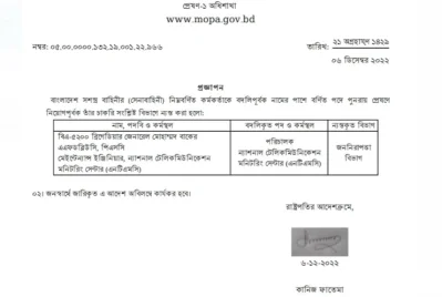 জনপ্রশাসন মন্ত্রণালয়ের প্রজ্ঞাপন।