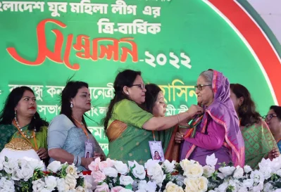 যুব মহিলা লীগের ত্রিবার্ষিক সম্মেলনে প্রধানমন্ত্রী শেখ হাসিনা। ছবি: ফোকাস বাংলা
