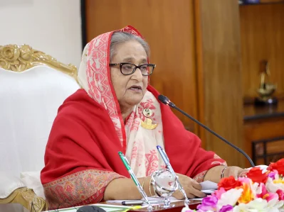 বক্তব্য দিচ্ছেন প্রধানমন্ত্রী শেখ হাসিনা। ছবি: ফোকাস বাংলা