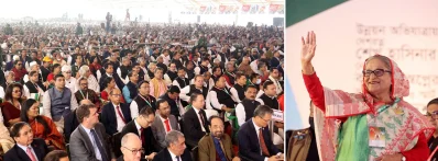 আওয়ামী লীগের সম্মেলন উদ্বোধন করেছেন শেখ হাসিনা। ছবি: ফোকাস বাংলা
