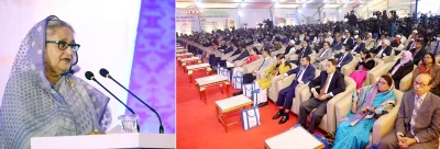 বাণিজ্য মেলার উদ্বোধন করেছেন প্রধানমন্ত্রী শেখ হাসিনা। ছবি: ফোকাস বাংলা
