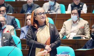 জাতীয় সংসদে প্রধানমন্ত্রীর জন্য নির্ধারিত প্রশ্নোত্তর পর্বে বক্তব্য রাখছেন প্রধানমন্ত্রী শেখ হাসিনা। ছবি: ফোকাস বাংলা