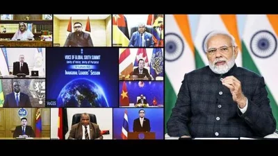 ভারতের প্রধানমন্ত্রী নরেন্দ্র মোদি গ্লোবাল সাউথের দেশগুলোর নেতাদের তাদের নিজস্ব উন্নয়ন ও তিন-চতুর্থাংশ মানবতার জন্য একটি সাধারণ এজেন্ডা তৈরি করতে একত্রিত হওয়ার আহ্বান জানিয়েছেন।