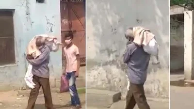 মৃতদেহ কাঁধে নিয়ে রওনা দেন বাবা-ছেলে।