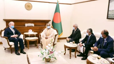 বিশ্বব্যাংকের এমডির সঙ্গে  প্রধানমন্ত্রী শেখ হাসিনার সাক্ষাত। ছবি: ফোকাস বাংলা