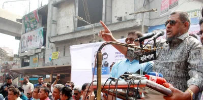 বক্তব্য রাখছেন যুবলীগ সাধারণ সম্পাদক মাইনুল হোসেন খান নিখিল।