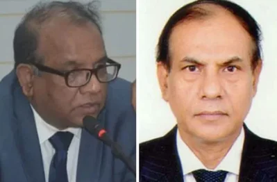 জাতীয় নদী রক্ষা কমিশনের চেয়ারম্যান ড. মনজুর আহমেদ চৌধুরী ও কমিশনের সাবেক চেয়ারম্যান মুজিবর রহমান হাওলাদার।