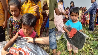 সুবিধাবঞ্চিত শিশুদের মাঝে শিক্ষা উপকরণ বিতরণ।