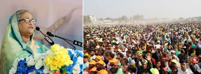 বক্তব্য রাখছেন প্রধানমন্ত্রী শেখ হাসিনা। ছবি: ফোকাস বাংলা