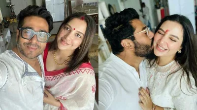 স্বামীর সঙ্গে অভিনেত্রী শুভশ্রী গঙ্গোপাধ্যায়। সংগৃহীত ছবি