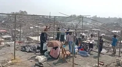 অগ্নিকাণ্ডের পরে রোহিঙ্গা ক্যাম্পের চিত্র।