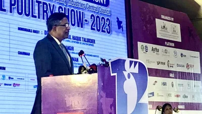  &lsquo;১২তম আন্তর্জাতিক পোল্ট্রি শো ২০২৩&rsquo; এর উদ্বোধনী অনুষ্ঠানে প্রধান অতিথি হিসেবে বক্তব্য রাখেন কৃষিমন্ত্রী আব্দুর রাজ্জাক। ছবি: সংগৃহীত