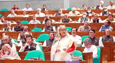 সংসদে প্রধানমন্ত্রী শেখ হাসিনা। ছবি: ফোকাস বাংলা