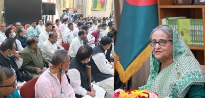 সারা দেশের জেলা শাখার নেতাকর্মীদের সঙ্গে গণভবনে সাক্ষাৎ করে প্রধানমন্ত্রী শেখ হাসিনা। ছবি: ফোকাস বাংলা