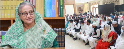 সারা দেশের জেলা শাখার নেতাকর্মীদের সঙ্গে গণভবনে সাক্ষাৎ করে প্রধানমন্ত্রী শেখ হাসিনা। ছবি: ফোকাস বাংলা