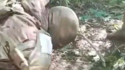 ইউক্রেনের এক সেনার মাথা কেটে নেয়ার ভিডিও সামনে এসেছে।