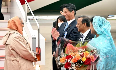 টোকিওর হানেদা আন্তর্জাতিক বিমানবন্দরে শেখ হাসিনাকে অভ্যর্থনা। ছবি: ফোকাস বাংলা