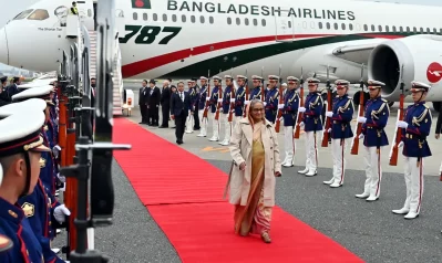 জাপানে শেখ হাসিনাকে লাল গালিচা সংবর্ধনা। ছবি: ফোকাস বাংলা