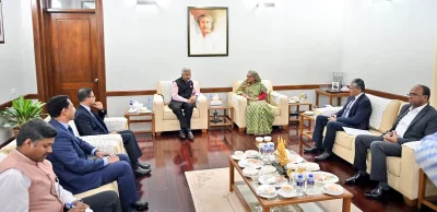 প্রধানমন্ত্রী শেখ হাসিনার সঙ্গে বৃহস্পতিবার সন্ধ্যায় গণভবনে ভারতের পররাষ্ট্রমন্ত্রী ড. এস জয়শংকর সৌজন্য সাক্ষাৎ করেন।&nbsp;ছবি: ফোকাস বাংলা
