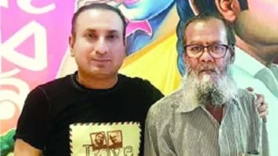 শিল্পী মো. শোয়েবের সঙ্গে  অভিনেতা সাজু খাদেম