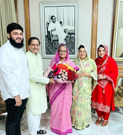 প্রধানমন্ত্রীর সঙ্গে আবুল খায়ের আব্দুল্লাহর সৌজন্য সাক্ষাৎ। ছবি: ফোকাস বাংলা