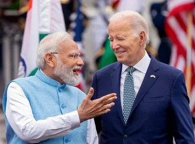 যুক্তরাষ্ট্র সফররত নরেন্দ্র মোদির সঙ্গে বাইডেন।