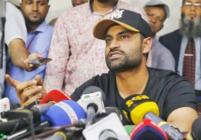  চট্টগ্রামে সংবাদ সম্মেলনে তামিম। ছবি: ইত্তেফাক