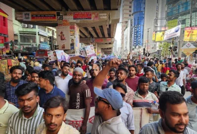 বিএনপির পদযাত্রা। ছবি: ইত্তেফাক