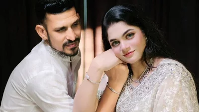 ক্রিকেটার নাসির হোসেন ও তার স্ত্রী তামিমা সুলতানা তাম্মী। 