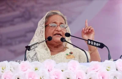 রংপুরের মহাসমাবেশে বক্তব্য দিচ্ছেন প্রধানমন্ত্রী শেখ হাসিনা। ছবি: ফোকাস বাংলা